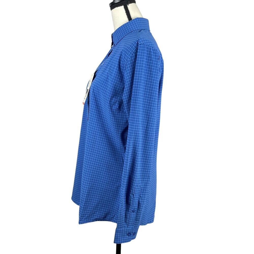Storm Creek Women's Shirt Large Blue Check 4-Way Stretch Button Down Long Sleeve - Picture 5 of 12